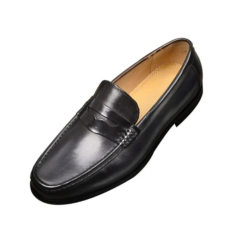 retro faux leather loafers, formal slip-on moccasins, vegan