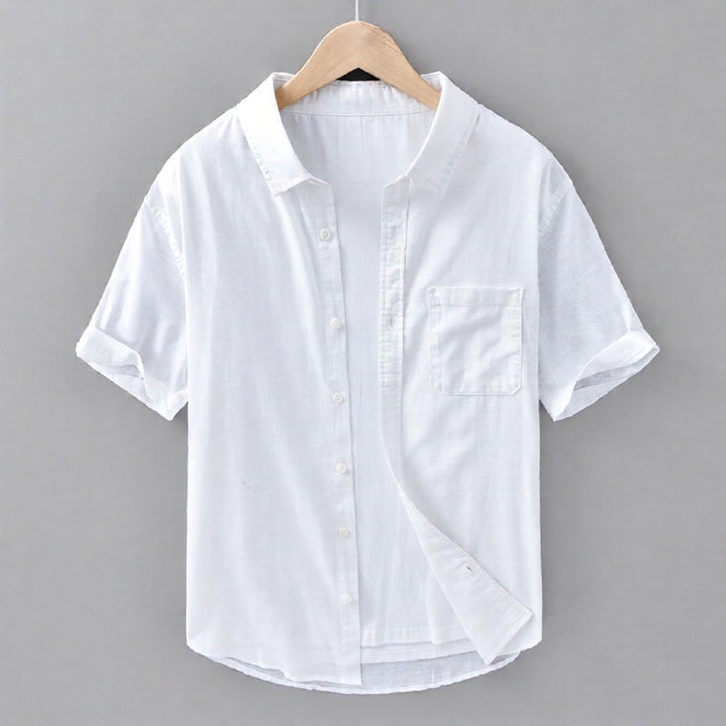 relaxed short sleeve summer shirt for men with button front