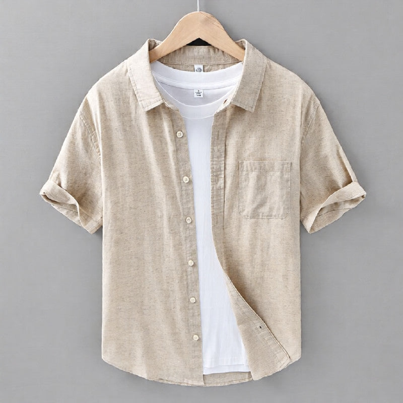 relaxed short sleeve summer shirt for men with button front