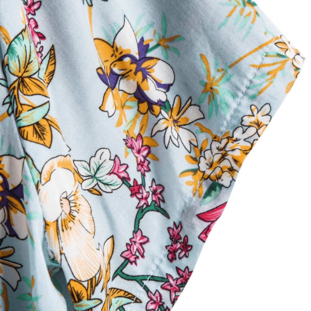 men's floral print short sleeve button-up shirt with chest pocket