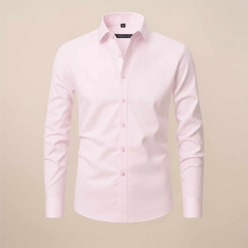 men's long sleeve shirt with classic structured fit and wrinkle resistant finish